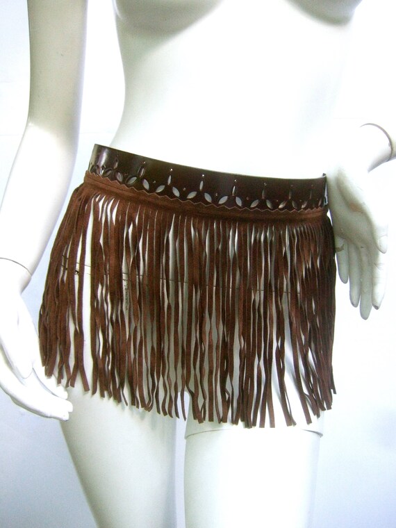 Avant garde Brown Leather Fringe Belt by Herve Ma… - image 4