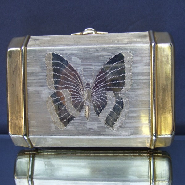Opulent Italian Gold Metal Butterfly Minaudiere Evening Bag c 1970s