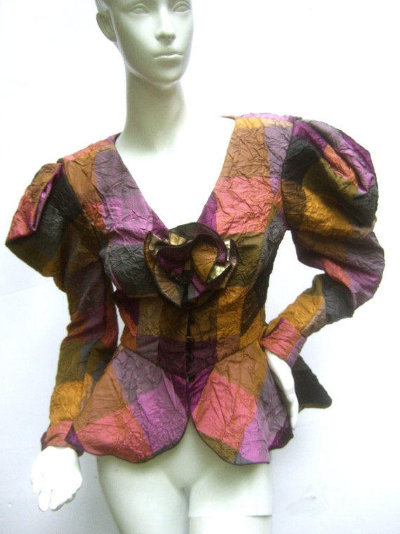HOLLY HARP Crinkled Taffeta Jacket c 1970s