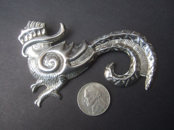 Sterling Silver Large Avant Garde Artisan Bird Br… - image 5