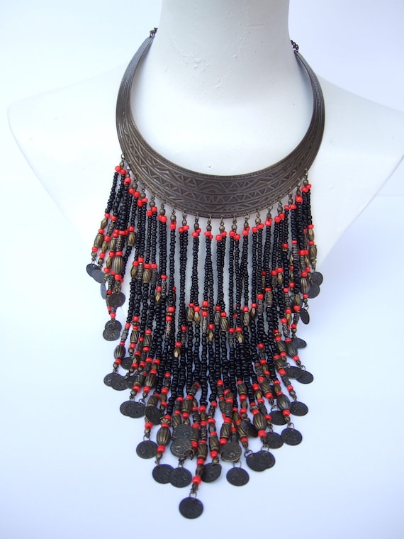 Exotic Artisan Handmade Massive Glass Beaded Bib … - image 10