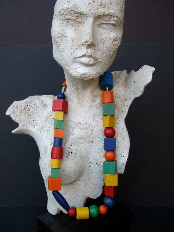 Avantgarde Quirky Wood Block Handmade Artisan Statem… Gem