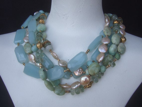 Opulent Heavy Glass Stone & Crystal Beaded Choker… - image 8