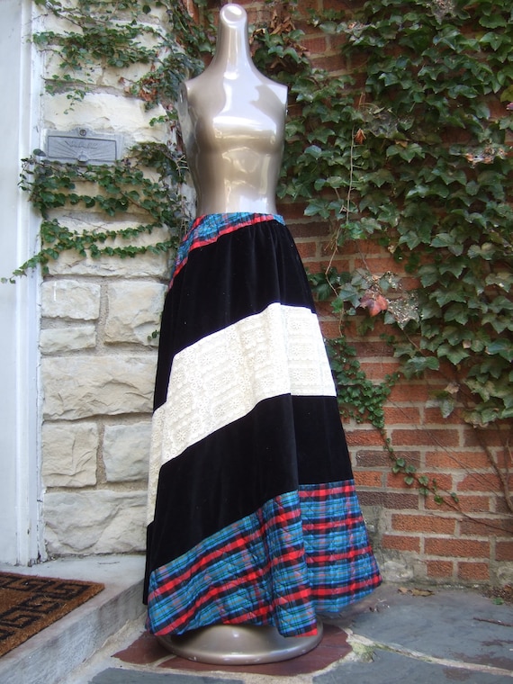 1970s Unique Mod Handmade Boho Style Maxi Skirt - image 1