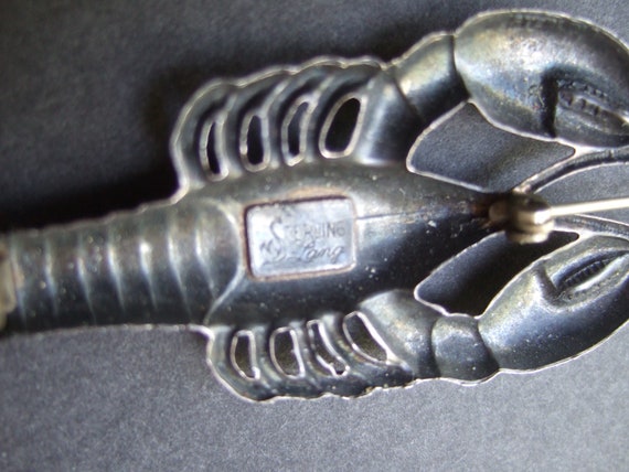 Unique Sterling Small Lobster Brooch c 1970s - image 6