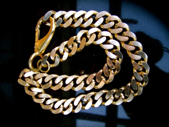 Sleek Chunky Wide Gold Metal Chain Link Belt c 19… - image 1