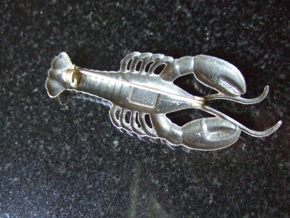 Unique Sterling Small Lobster Brooch c 1970s - image 5