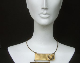 1970s Mod Unique Brass Metal Articulated Choker Necklace