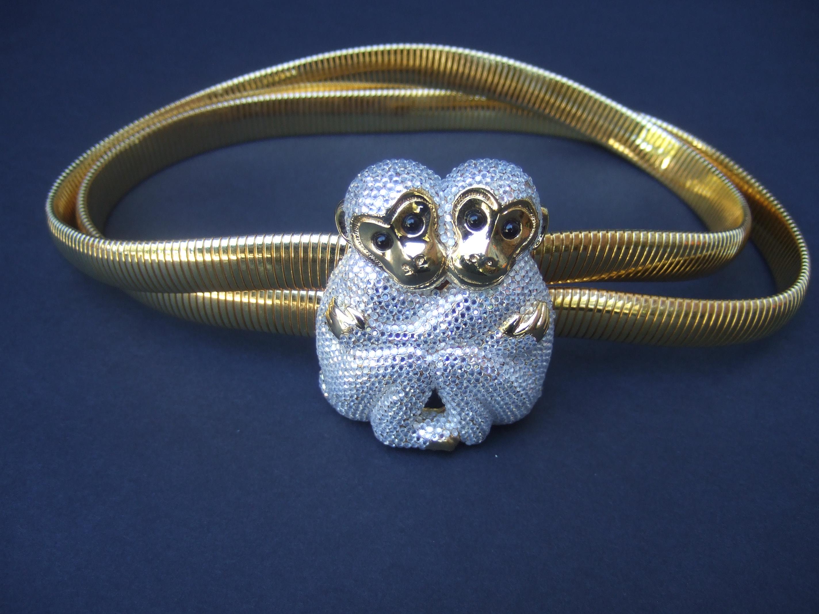 Judith Leiber Chain Belt Cabochon Animal Charms Monkeys Gemstones Gold Small Vintage Judith Leiber Rock Crystal Amulet Chain Belt – Recess main image 4