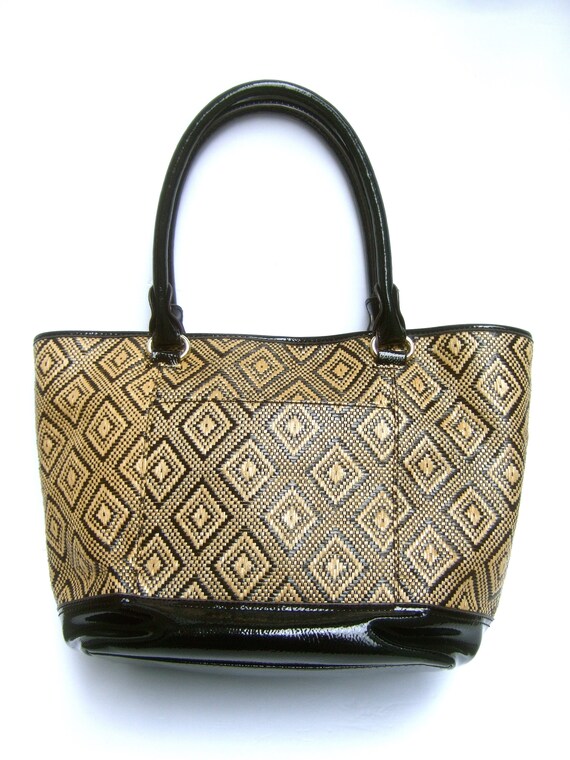 ANNE KLEIN Large Woven Straw Woven Raffia Vinyl T… - image 7