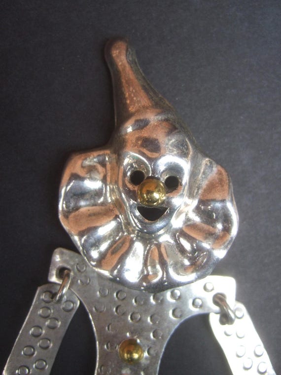 Massive Sterling Articulated Clown Brooch c 1980s - image 1