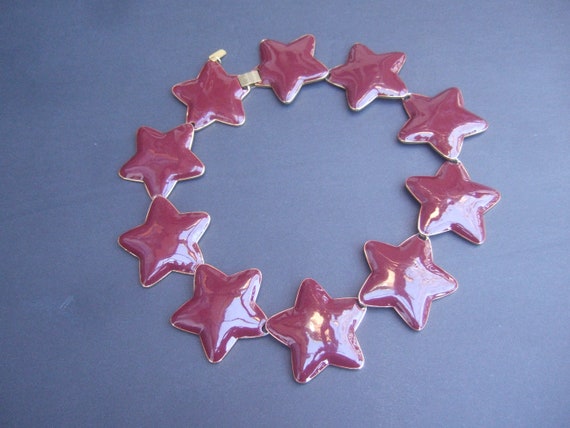 Massive Chunky Chocolate Brown Enamel Star Link S… - image 3