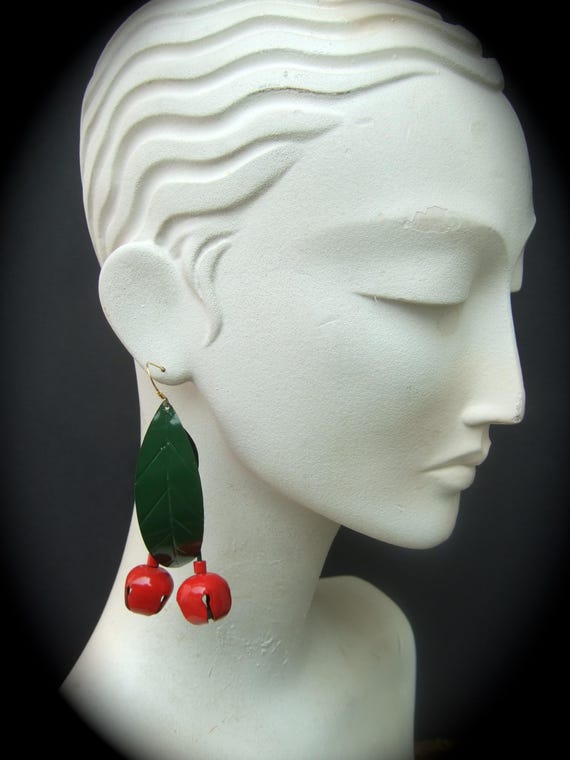 Whimsical Unique Dramatic Pierced Dangle Metal En… - image 6