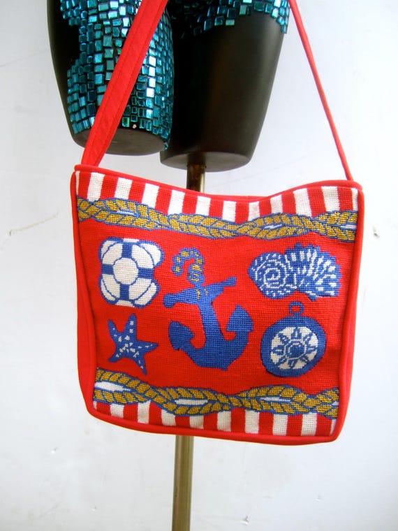 Unique Nautical Theme Hand Stitched Needlepoint S… - image 2