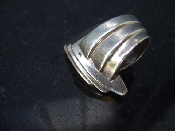 Sterling Silver Bold Chunky Modernist Style Ring … - image 6