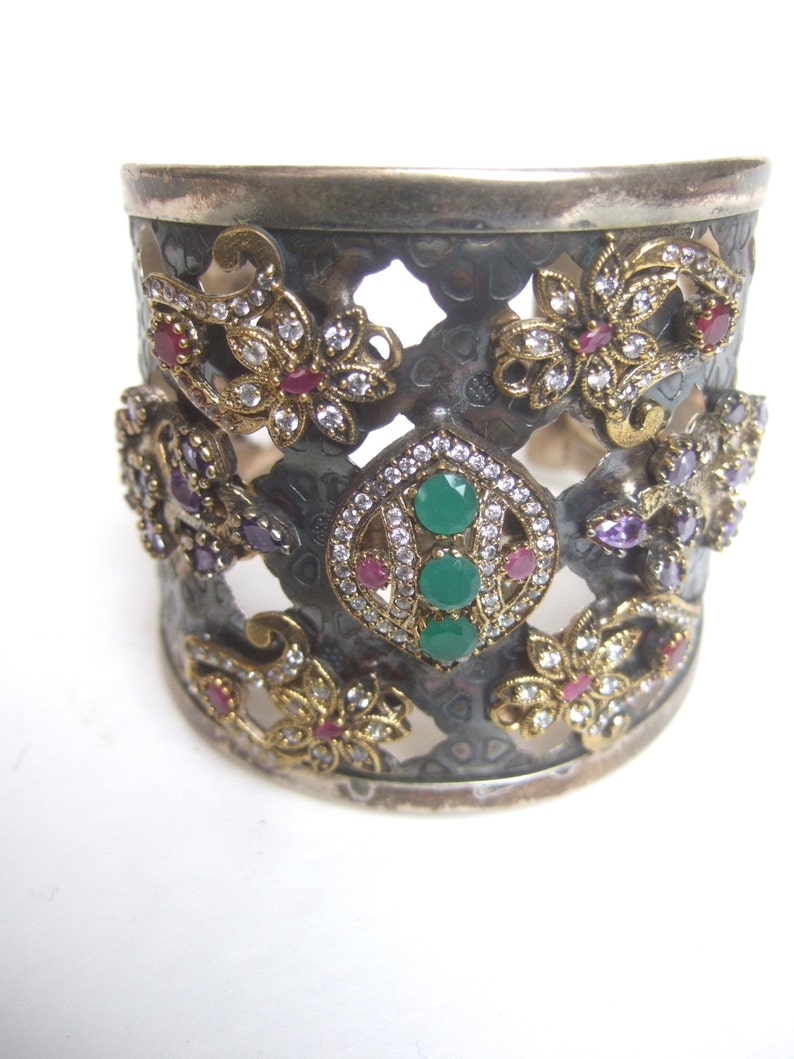 Massive Jeweled Semi Precious Huge Cuff Bracelet Etsy