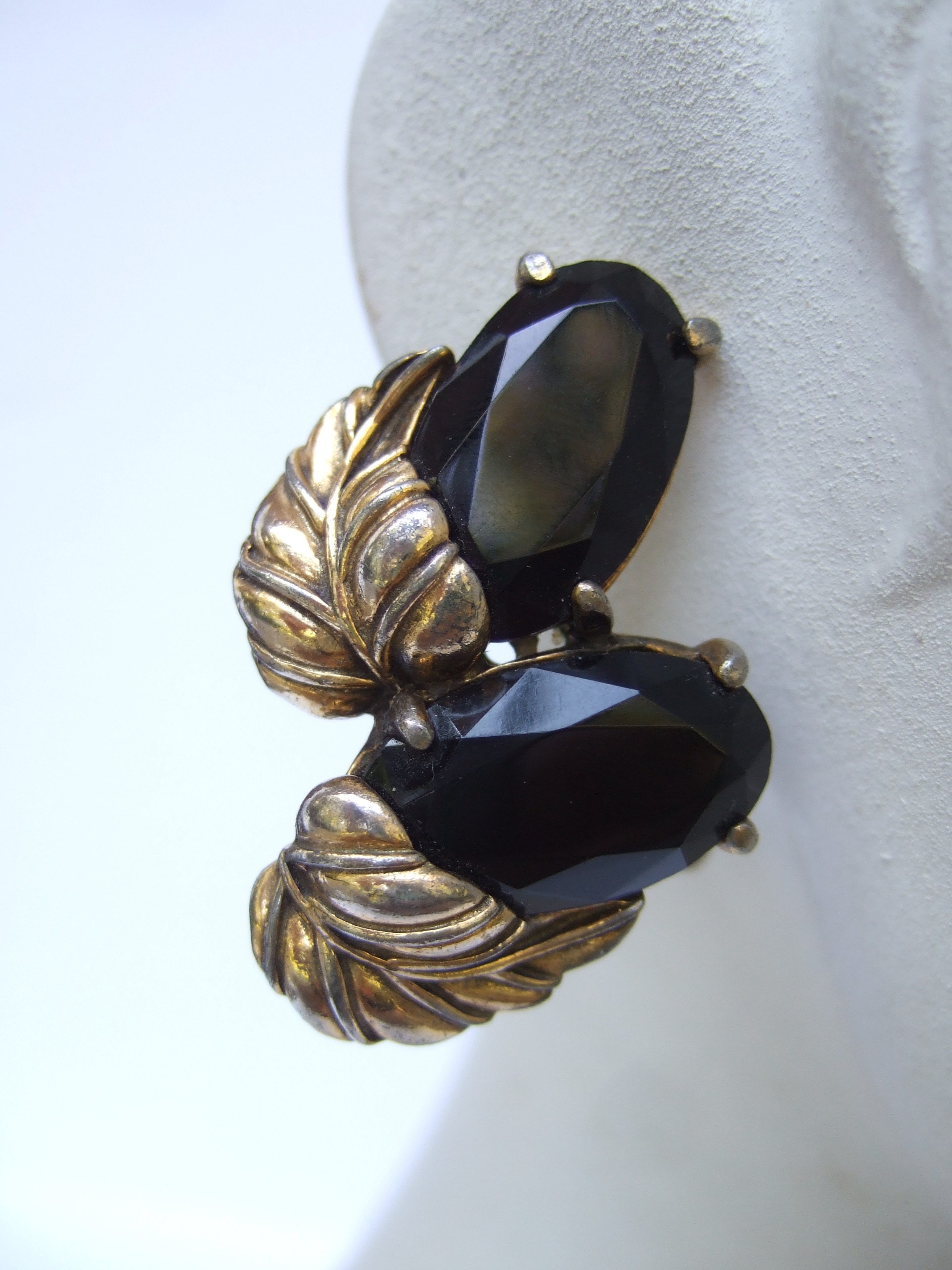 Schiaparelli Vintage Brooch and Earrings Signed Gold-Plated