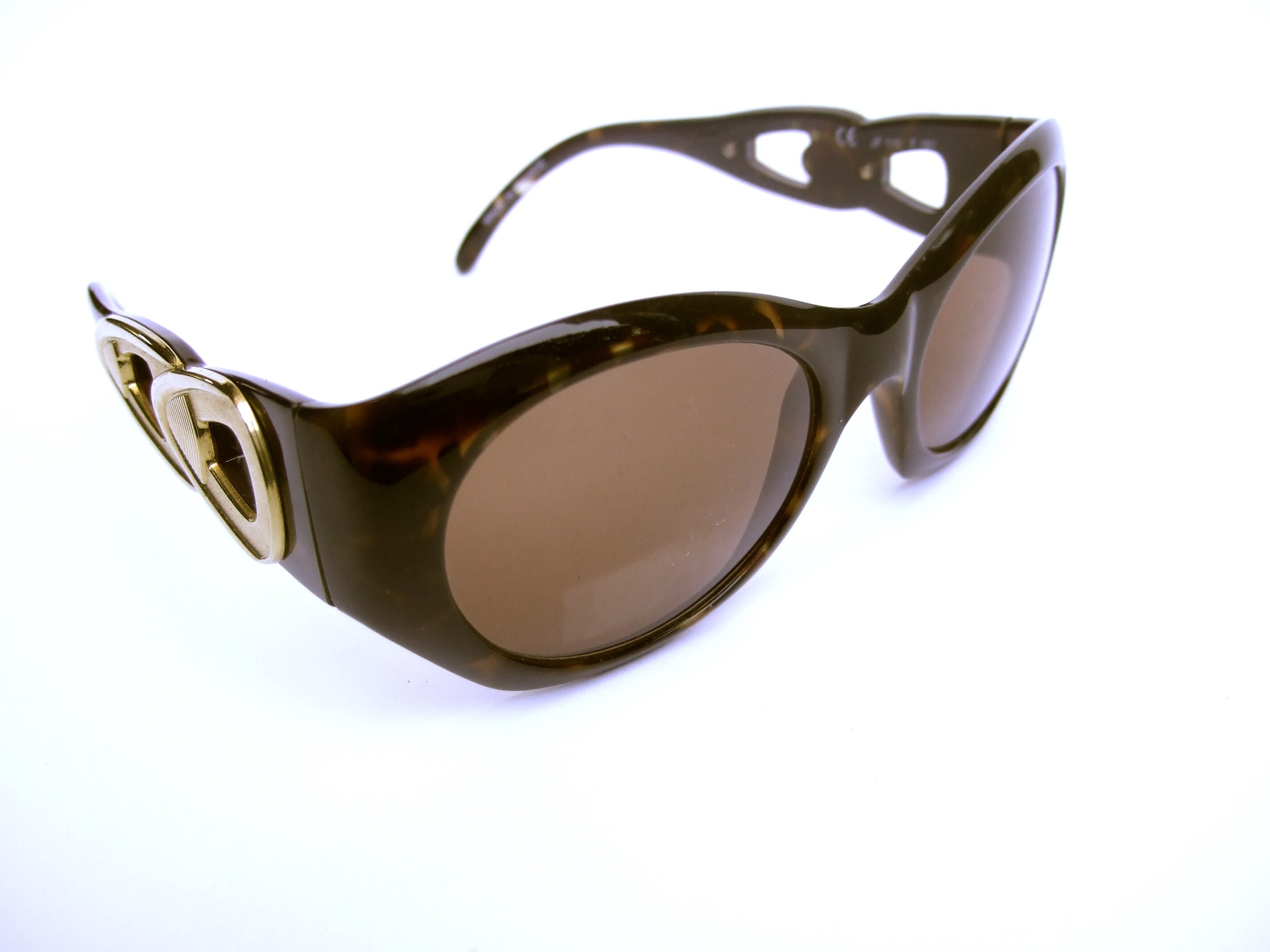 Jacques Fath Sunglasses Brown Tortoise Women Big Face Eye Wear Made in France Jacques Fath 90350 JFDN, Vintage 90s Unique Colorful Cat Eye  main image 2