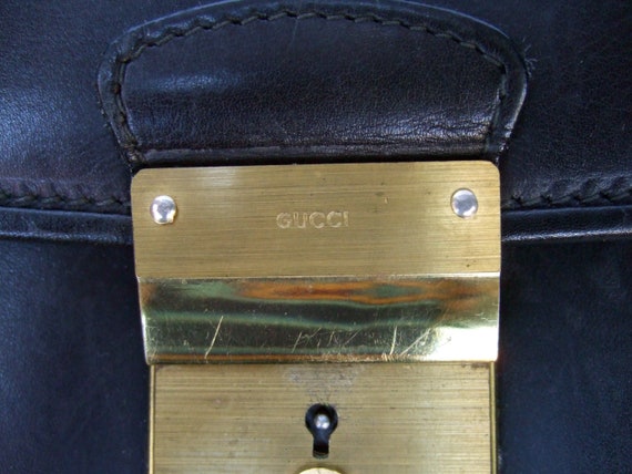 GUCCI Italy Black Leather Unisex Attache - Briefc… - image 4