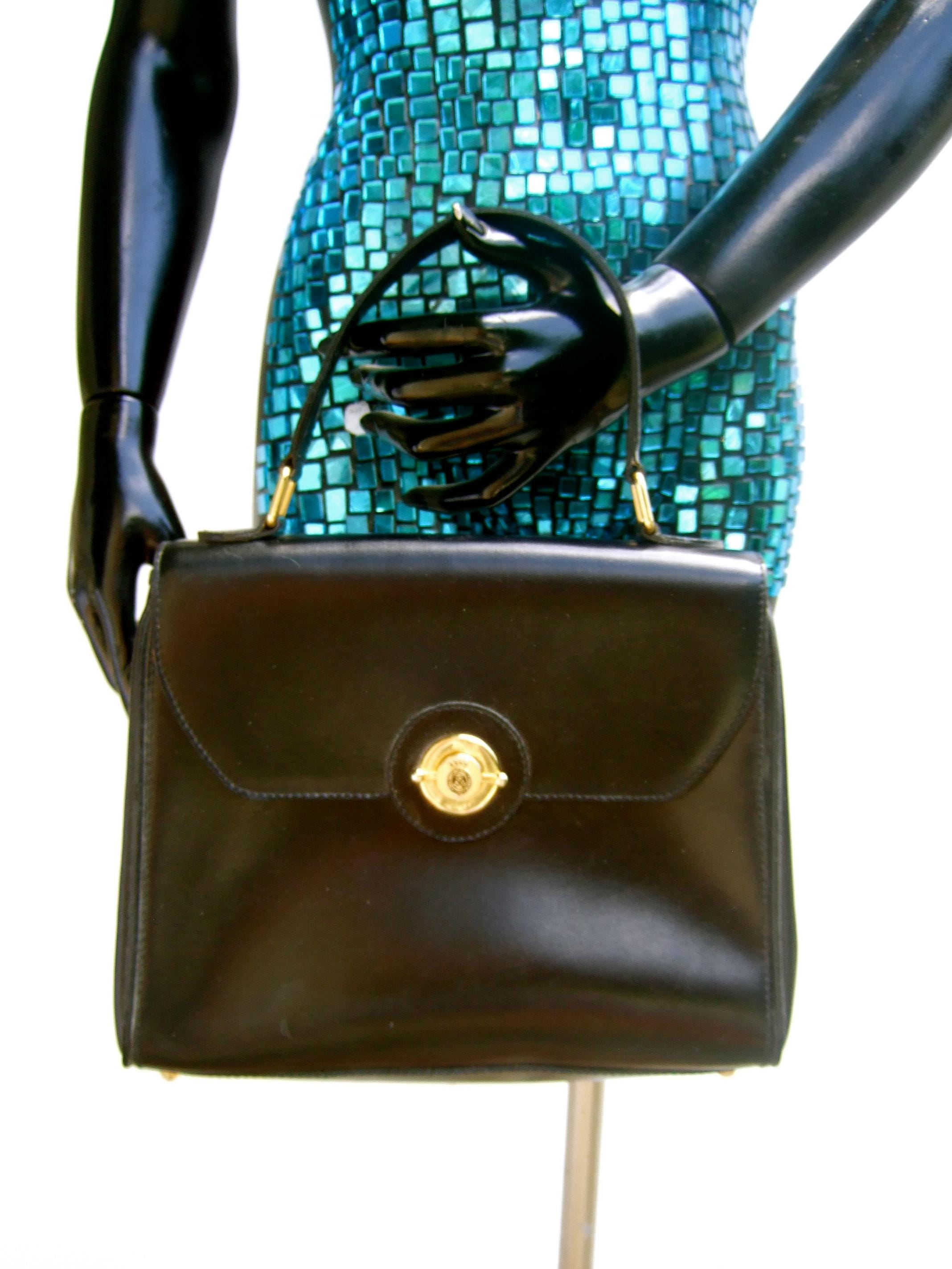 SAKS FIFTH AVENUE Italian Black Smooth Leather Handbag C 1980s - Etsy
