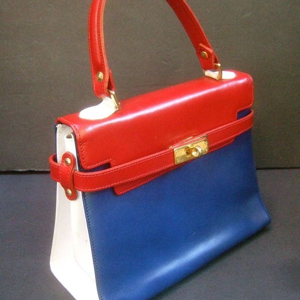 Mod Italian Leather Handbag c 1970s