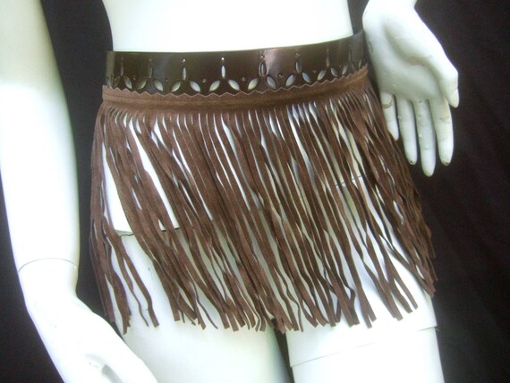 Avant garde Brown Leather Fringe Belt by Herve Ma… - image 5