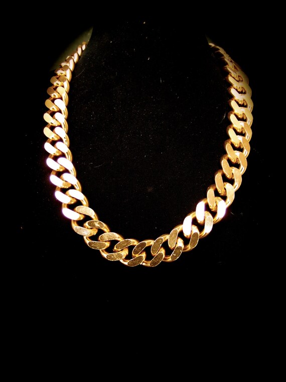Sleek Chunky Wide Gold Metal Chain Link Belt c 19… - image 7