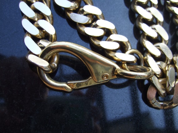 Sleek Chunky Wide Gold Metal Chain Link Belt c 19… - image 3