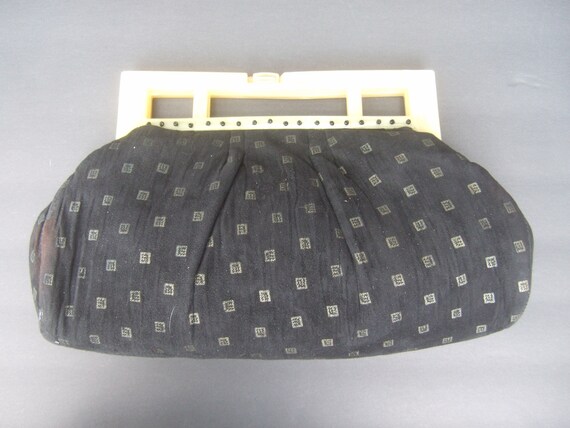 Stylish Black Suede Lucite Handle Large Scale Clu… - image 4