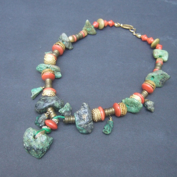 Italian Rock Nugget Beaded Artisan Necklace designed by Bozart