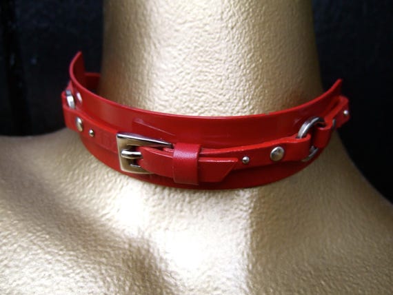 CHRISTIAN DIOR by John Galliano Red Leather Metal Avant-garde