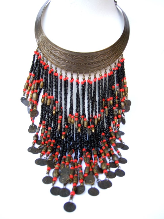 Exotic Artisan Handmade Massive Glass Beaded Bib … - image 2