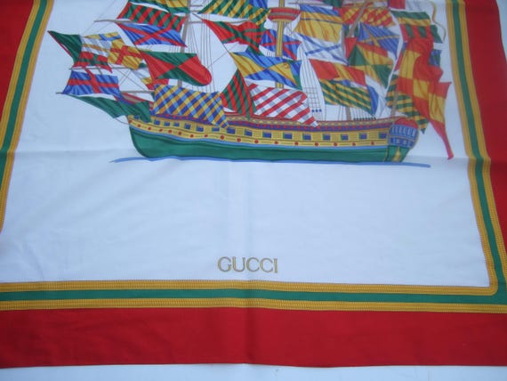 GUCCI Italy Huge Rectangular Cotton Schooner Ship… - image 4