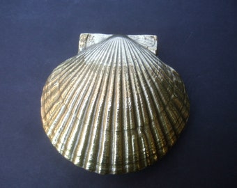 Ornate Large Brass Metal Scallop Shell Designer Door Knocker c 1997