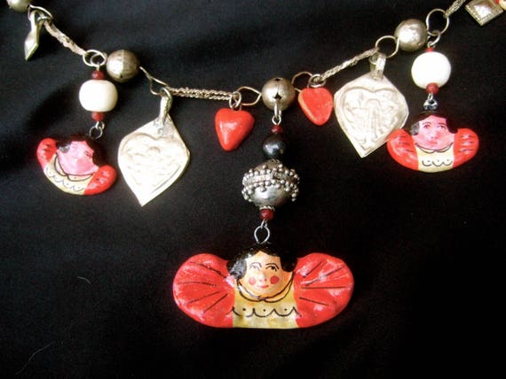 Romantic Mexican Dangling Charm Artisan Necklace c