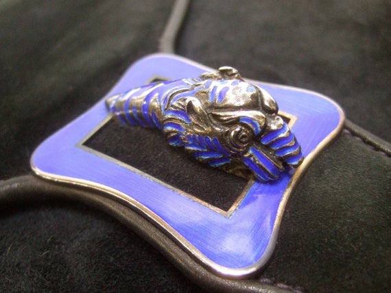 GUCCI Sterling Silver Tiger Emblem Black Suede Sho