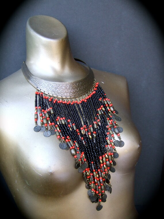 Exotic Artisan Handmade Massive Glass Beaded Bib … - image 4