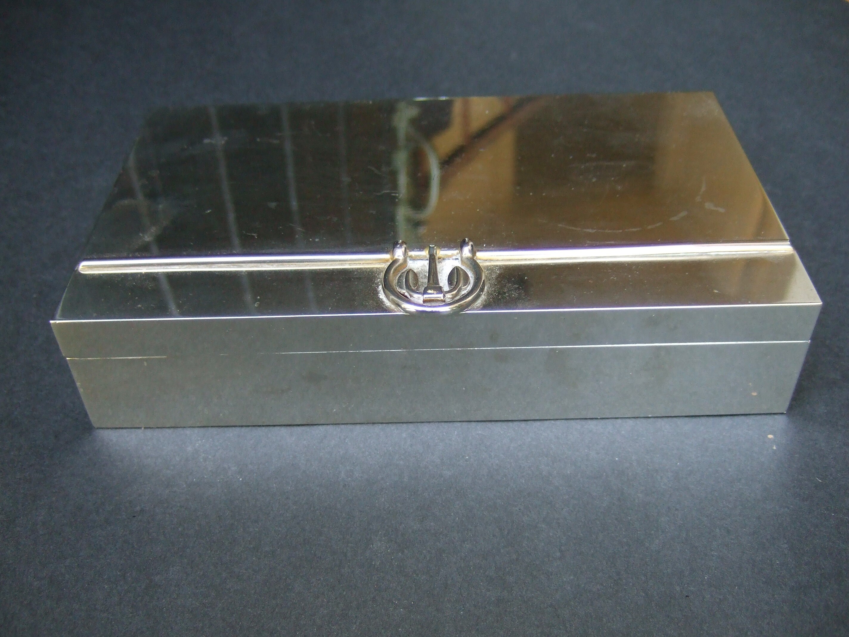 GUCCI Italy Sleek Luxurious Silver Plated Wood Lined Decorative
