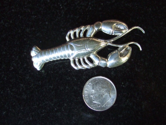 Unique Sterling Small Lobster Brooch c 1970s - image 3