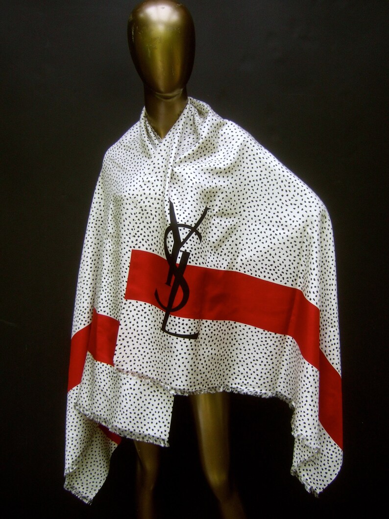 YVES SAINT LAURENT Luxurious Large Silk Shawl-Scarf image 6