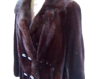 Luxurious Mahogony Plush Brown Mink Fur Jacket c 1970s "As Is"