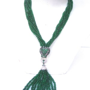 Opulent Green Crystal Panther Tassel Necklace image 3