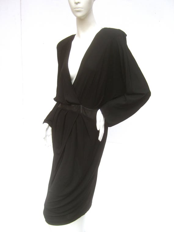 ROBERTO CAVALLI Black Jersey Knit Dress Size 48 - image 1