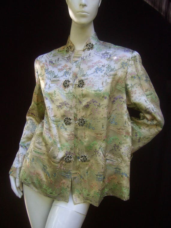 Chinoiserie Sumptuous Satin Illustrated Evening Ja