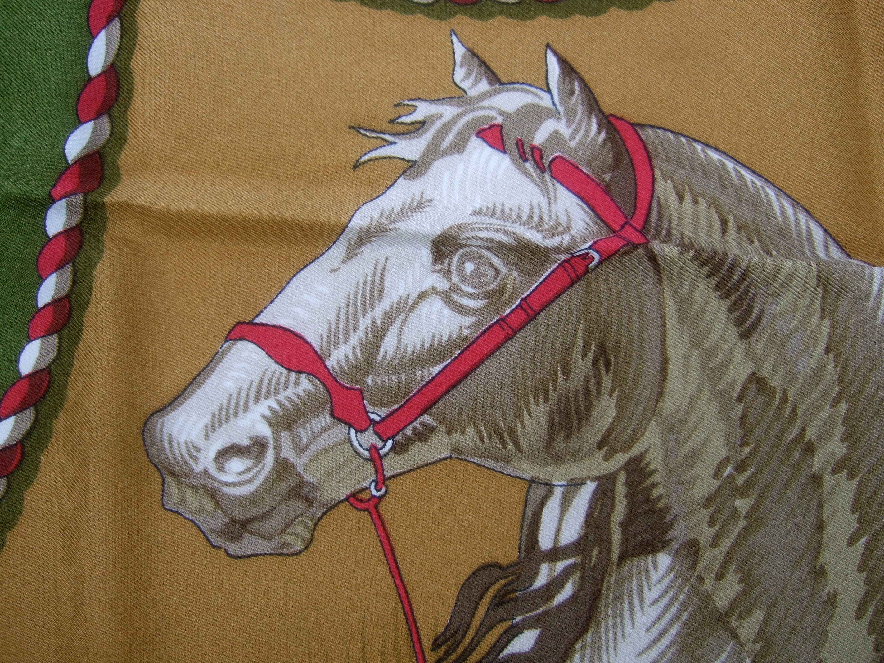 HERMES Paris Luxurious Silk Equine Themed Hand Rolled Brides Legeres Scarf