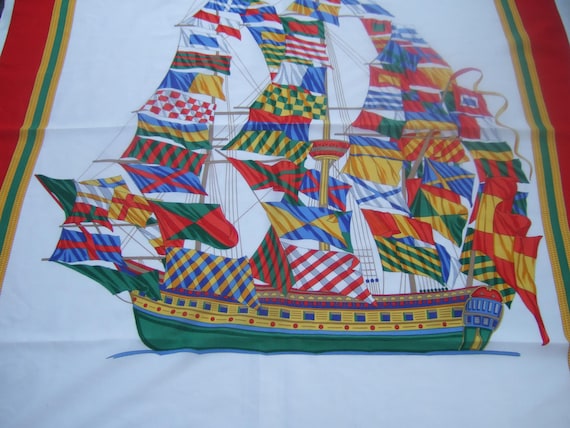 GUCCI Italy Huge Rectangular Cotton Schooner Ship… - image 1