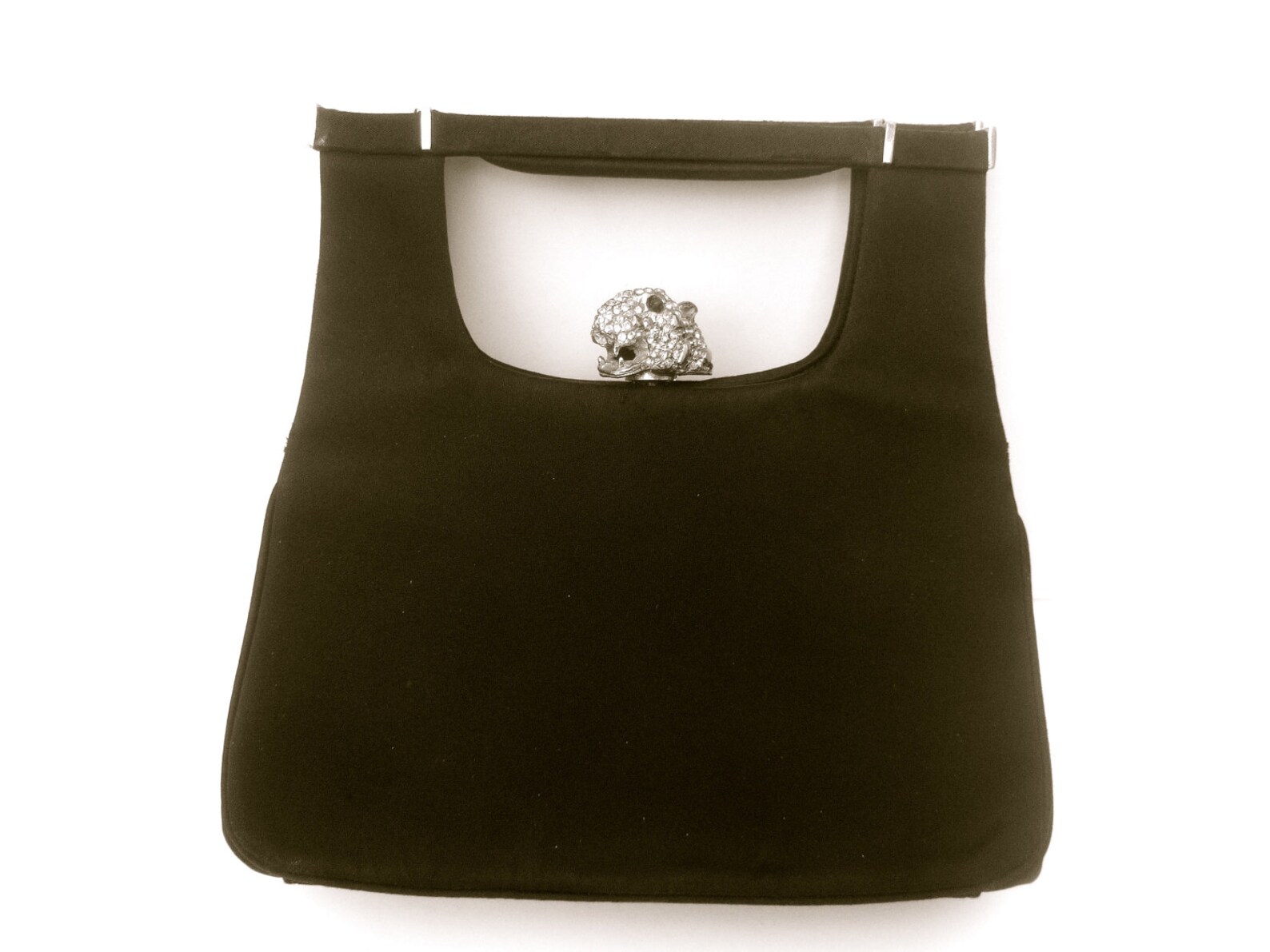 Exquisite Ken Lane Black Satin Panther Clasp Evening Bag for - Etsy