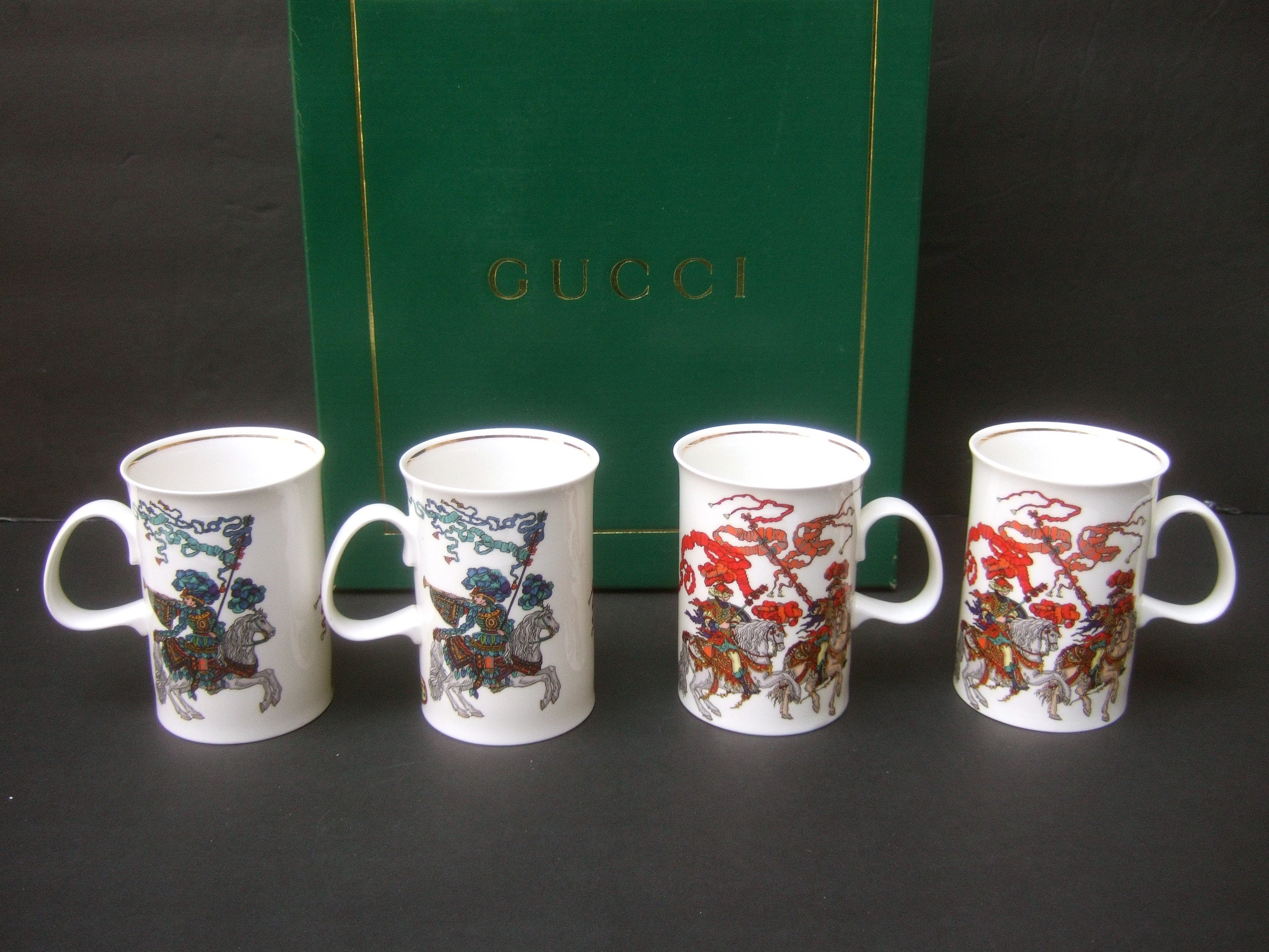 GUCCI Italy Set of Four Bone China English Knight Theme Mugs - Etsy GUCCI Italy Set of Four Bone China English Knight Theme Mugs - Etsy