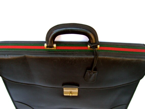 GUCCI Italy Black Leather Unisex Attache - Briefc… - image 2