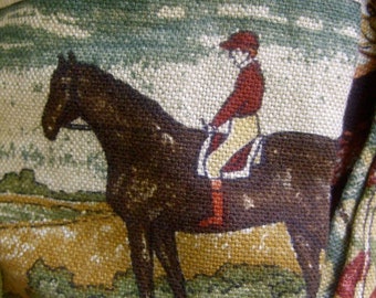 Equestrian Theme Graphic Print Custom Made Cotton Jacket c 1980s
